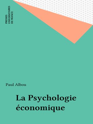 cover image of La Psychologie économique